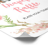 Roze Bloemige Bos Shower Luier Raffle Bord Poster (Hoek)