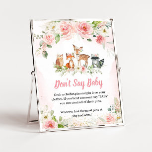 Roze Bloemige Bos Shower Niet Zeggen Baby Bord Poster