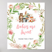 Roze Bloemige Bosbabbies zijn Schattig Bord Poster (Voorkant)