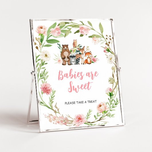 Roze Bloemige Bosbabbies zijn Schattig Bord Poster