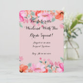 Roze bloemige botanische bruidsdouche  kaart (Staand voorkant)