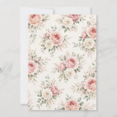 Roze Bloemige Botanische Bruiloft Kaart (Achterkant)
