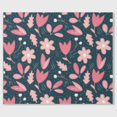 Roze Bloemige Botanische Inpakpapier (Vlak)