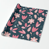 Roze Bloemige Botanische Inpakpapier (Uitgerold)