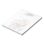 Roze bloemige botanische klassieke gepersonaliseer notitieblok (Linkerzijde)