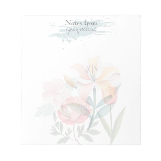 Roze bloemige botanische klassieke gepersonaliseer notitieblok (Voorkant)