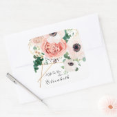 Roze bloemige botanische tuin bloemboeket aangepas vierkante sticker (Envelop)