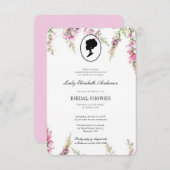 Roze bloemige bridgerton-thema, bruidstheeceremoni kaart (Voorkant / Achterkant)