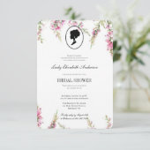 Roze bloemige bridgerton-thema, bruidstheeceremoni kaart (Staand voorkant)