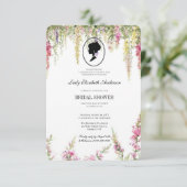 Roze bloemige bridgerton-thema, bruidstheeceremoni kaart (Staand voorkant)