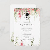 Roze bloemige bridgerton-thema, bruidstheeceremoni kaart (Voorkant / Achterkant)