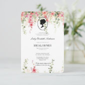 Roze bloemige bridgerton-thema, bruidstheeceremoni kaart (Staand voorkant)