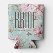Roze Bloemige Bruid Blikjeskoeler (Voorkant)