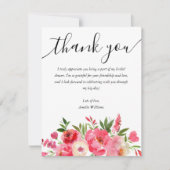 Roze Bloemige Bruids-Shower Bedankkaart (Voorkant)