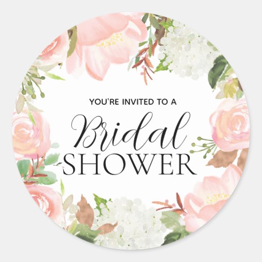 Roze bloemige bruids-shower enveloppe zegel (Voorkant)