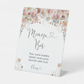 Roze Bloemige Bruids-Shower Mimosa Bar Reclamebord Met Voetstuk (Voorkant)