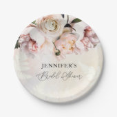 Roze Bloemige Bruids-Shower Papieren Bordje (Voorkant)