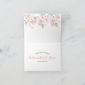 Roze Bloemige Bruids Shower Thee Feestje Bedankkaart (Binnen)