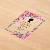 Roze bloemige bruids-shower uitnodiging  (Laagn)