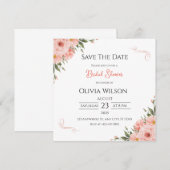 Roze bloemige bruidsbeurs Save The Date-kaart Date (Voorkant / Achterkant)