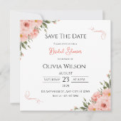Roze bloemige bruidsbeurs 'Save The Date'-kaart Save The Date (Voorkant)