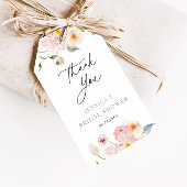 Roze bloemige bruidsbruiloft bedankbriefje cadeauk cadeaulabel