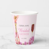 Roze Bloemige Bruidsbruiloft Bloemblaadjes en Pros Papieren Bekers (Voorkant)