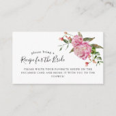 Roze bloemige bruidsbruiloft recept verzoek  informatiekaartje (Voorkant)