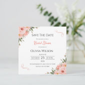 Roze bloemige bruidsbruiloft Save The Date kaart (Staand voorkant)