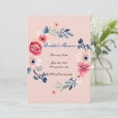 Roze bloemige bruidsbruiloft uitnodiging  (Staand voorkant)