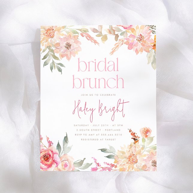 Roze bloemige bruidsbrunch bruiloft cadeau Budget (Creator heeft geüpload)