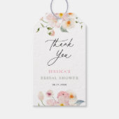 Roze bloemige bruidsdouche bedankbriefje cadeaulabel (Voorkant)