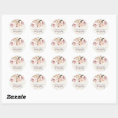 Roze bloemige bruidsdouche Bedankt Ronde Sticker (Vel)