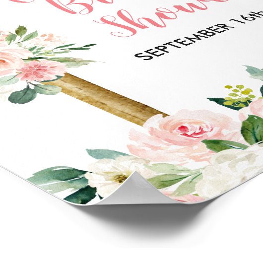 Roze bloemige bruidsdouche: binnenkort ontvoerd poster (Hoek)