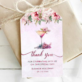 Roze bloemige bruidsdouche cadeaulabel