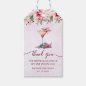 Roze bloemige bruidsdouche  cadeaulabel (Voorkant)