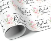 Roze Bloemige Bruidsdouche Cadeaupapier (Rol Hoek)