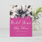 Roze Bloemige Bruidsdouche Kaart (Staand voorkant)