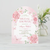 Roze bloemige bruidsdouche kaart (Staand voorkant)