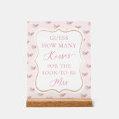 Roze bloemige bruidsdouche Raad hoeveel kusjes Acryl Bord (Voorkant)