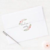 Roze bloemige bruidsdouche ronde sticker (Envelop)