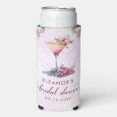 Roze bloemige bruidsdouche seltzer blikjeskoeler (Seltzer Voorkant)