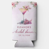 Roze bloemige bruidsdouche seltzer blikjeskoeler (Achterkant)