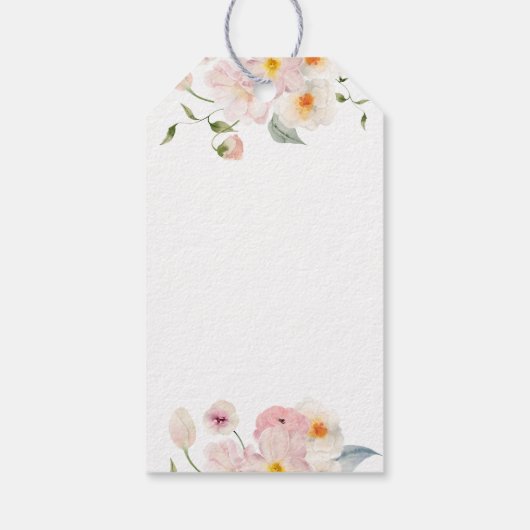 Roze bloemige bruidsfeest bedank kaartje cadeaulabel (Achterkant)