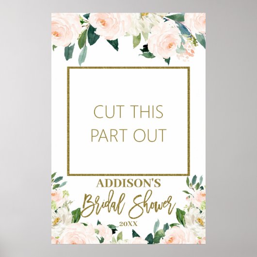 Roze bloemige bruidsfeest foto prop frame poster (Voorkant)