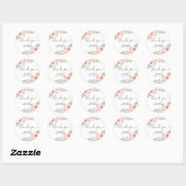 Roze bloemige bruidsfeest ronde sticker (Vel)