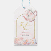 Roze bloemige bruidsfeest theeparty bedank cadeau cadeaulabel (Voorkant)