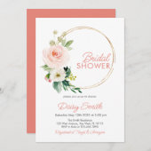 Roze bloemige bruidsfeest uitnodiging (Voorkant / Achterkant)