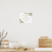 Roze Bloemige Bruidsfeest Welcome Poster (Keuken)