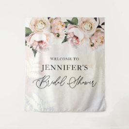 Roze Bloemige Bruidsfeest Welkom Achtergrond Wandkleed